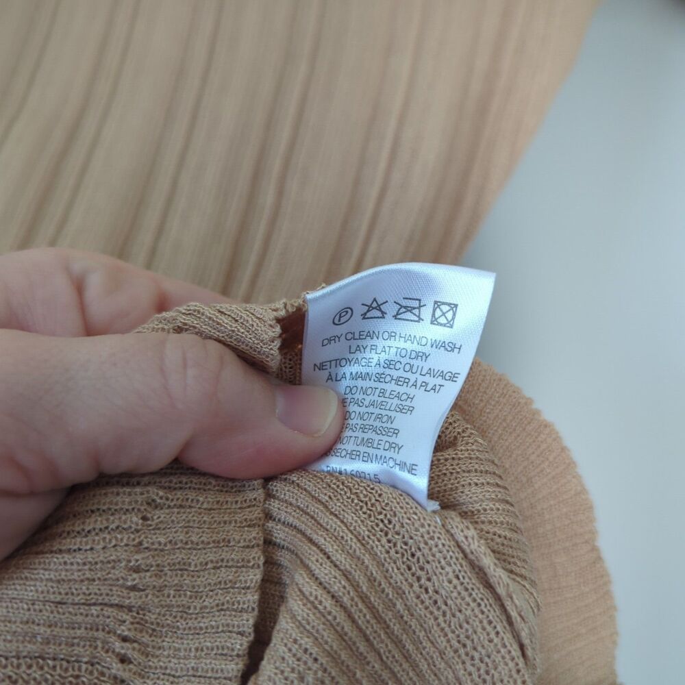 SER.O.YA Abigail Rib Knit Half Short Sleeve Turtleneck Top Tan Small Preppy - Picture 7 of 7